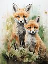 Natural Harmony | foxes | watercolour by Eva Lee thumbnail