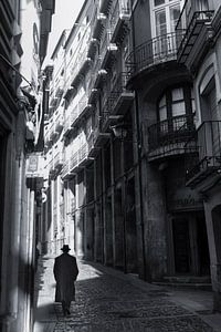 Silhouette of a man walking