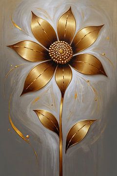 Elegante goldene Blüte auf abstraktem Hintergrund von De Muurdecoratie