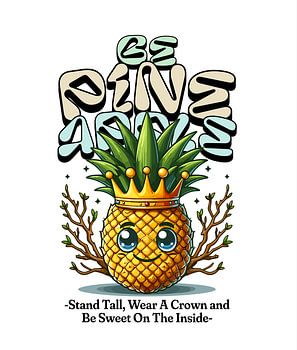 Cute Crowned Pineapple with “Be a Pineapple” Motivational Quote