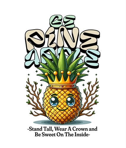 Cute Crowned Pineapple with “Be a Pineapple” Motivational Quote