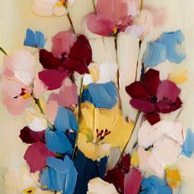 Abstract flowers in soft colours by But First Framing