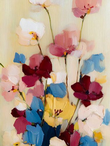 Abstrakte Blumen in sanften Farben