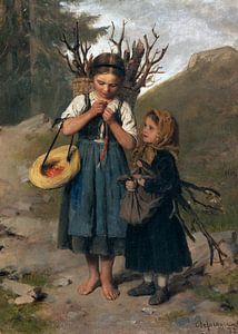 Die kleinen Reisigsammlerinnen, FRANZ VON DEFREGGER, 1872 von Atelier Liesjes