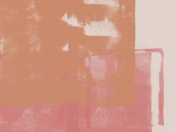Minimalist abstract art in white, ocher, and pastel pink by Dina Dankers