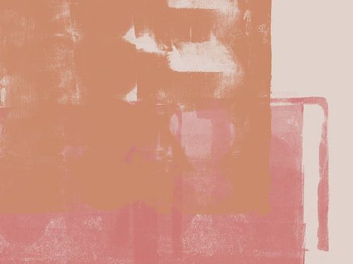 Art abstrait minimaliste en blanc, ocre et rose pastel