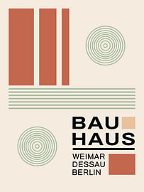 Bauhaus Art: Terracotta & Green – Geometric Wall Art by Hilde Remerie – Digital Art, Bauhaus & Photography