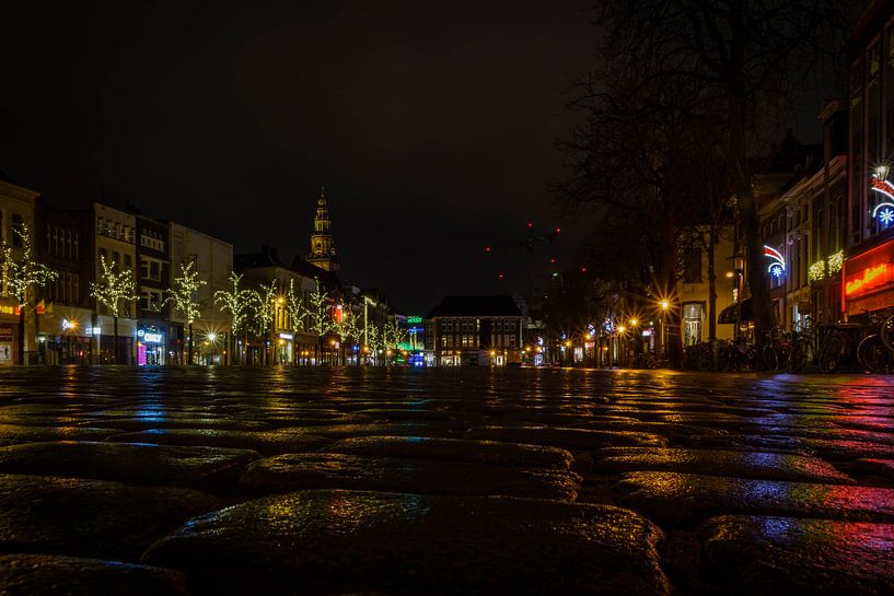 Groningen by nigt, Grote Markt by Jacqueline Kroezen
