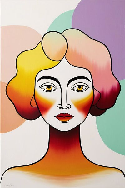 Modern colourful female portrait by Art & Soul Creations