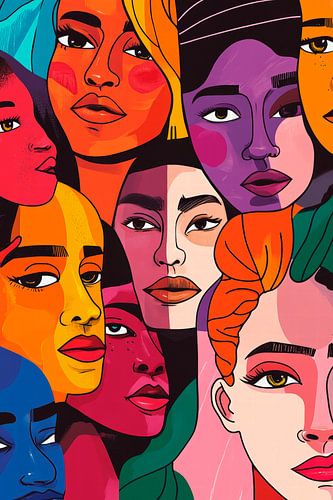 Diverse gezichten in levendige kleuren