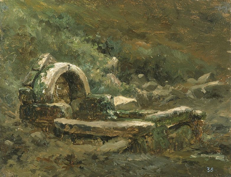 Carlos de Haes - Source d'eau, paysage antique par finemasterpiece