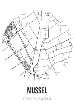 Mussel (Groningen) | Landkaart | Zwart-wit van MijnStadsPoster