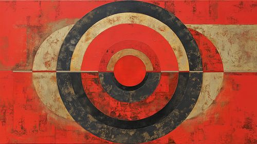 Lobby Artwork | Red Circle Rhythm by Eye catching paintings