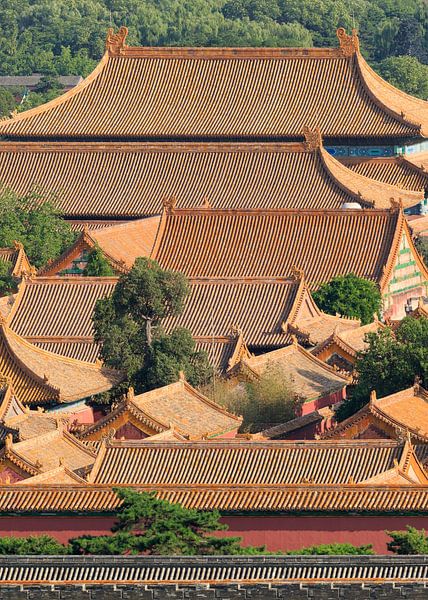 Luftaufnahme über Peking Palace Museum mit von Pavillon Dächer von Tony Vingerhoets