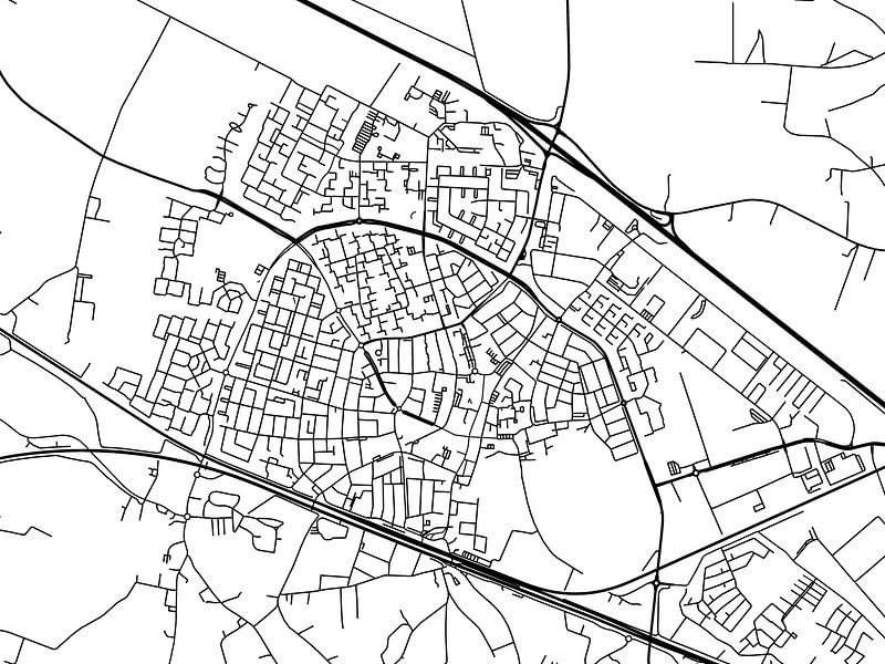 Karte von Zevenaar in Schwarz ud Weiss von De Kaartenwinkel