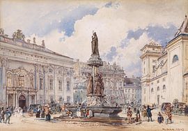 Rudolf von Alt - Freyung et la fontaine de l'Autriche, 1847