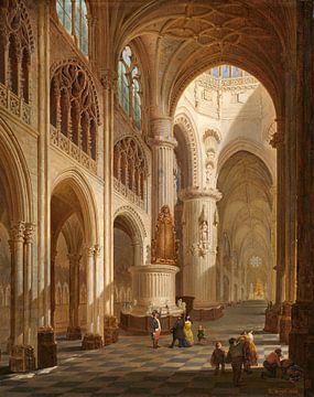 Victor-Jules Génisson. Interieur van Gotische kathedraal