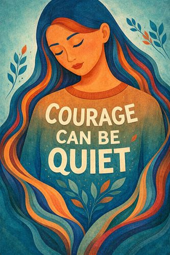 Moed kan stil zijn – Rustgevende, inspirerende illustratie voor aan de muur