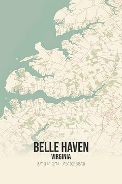 Vintage landkaart van Belle Haven (Virginia), USA. van Rezona