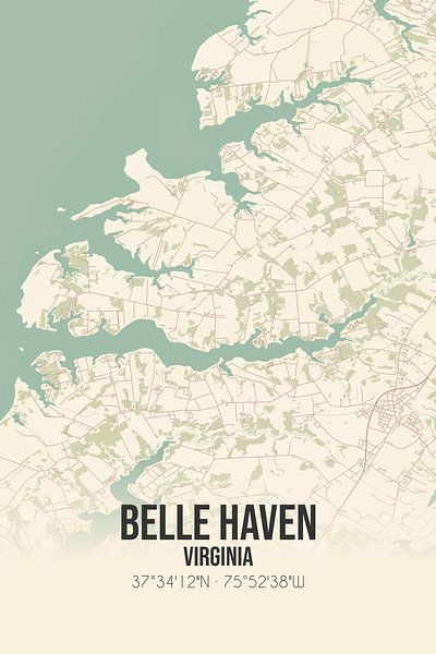Vintage map of Belle Haven (Virginia), USA. by Prints of Place
