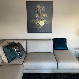 Customer photo: Peacockfeathers, an impressive still life inspired by the great Dutch masters by Joske Kempink, on canvas