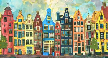 Amsterdam | Maisons sur le canal sur Caprices d'Art