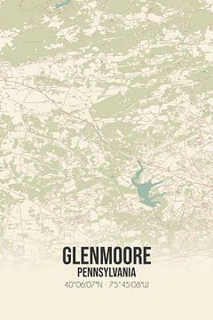 Vintage landkaart van Glenmoore (Pennsylvania), USA. van MijnStadsPoster