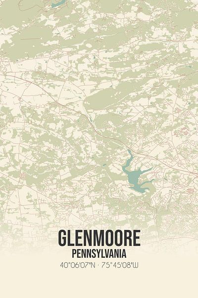 Carte ancienne de Glenmoore (Pennsylvanie), USA. par Affiches de lieux