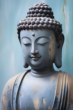 Blaue Buddha-Statue von But First Framing