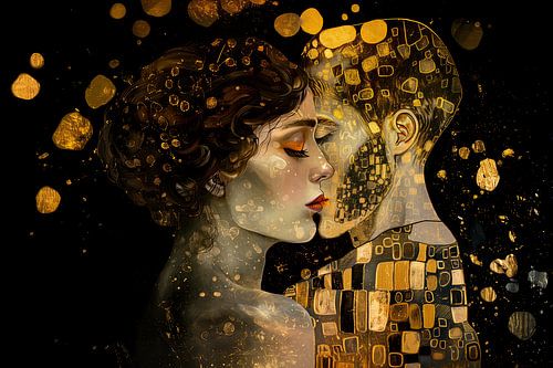 De Kus - geïnspireerd op  Gustav Klimt