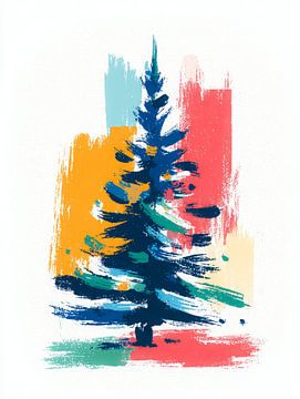Bold Christmas Tree – Abstract kerstboom in levendige kleuren van But First Framing