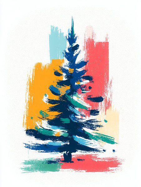 Bold Christmas Tree - Abstrakter Weihnachtsbaum in leuchtenden Farben von But First Framing