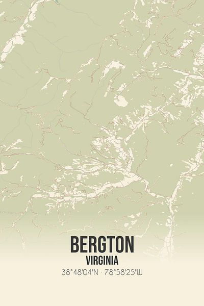 Vintage map of Bergton (Virginia), USA. by Prints of Place