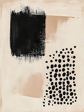 Zwart Beige Abstract van Gypsy Galleria