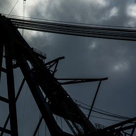 Mighty cranes in the harbor giant silhouette. by scheepskijkerhavenfotografie