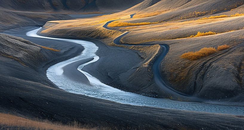 Herbstlicher Flussblick von fernlichtsicht