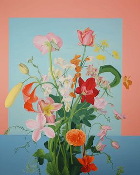 Bloemenpracht in pastelkleuren met een kader van Carla Van Iersel