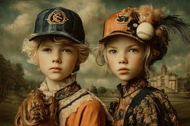 Noble Children with Baseball - Old Masters with a Twist by Peter Pen Drawings and Paintings