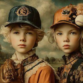 Noble Children with Baseball - Old Masters with a Twist by Peter Pen Drawings and Paintings