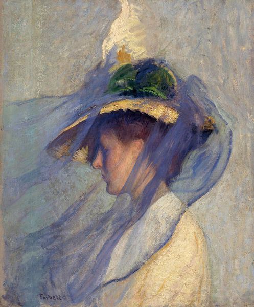 Edmund C. Tarbell-The Blue Veil by finemasterpiece