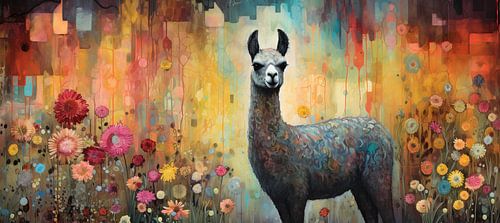 Bunte Lama-Szene | Bunte Lama-Kunst