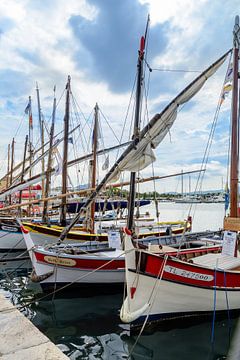 Traditionele boten in de haven van Sanary-sur-Mer, Frankrijk