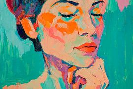 Coloured portrait study of a woman by Poster Art Shop