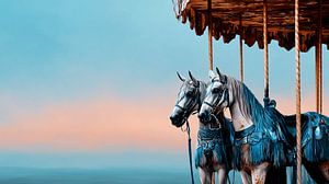 Die zwei silbernen Pferde des Abendkarussells