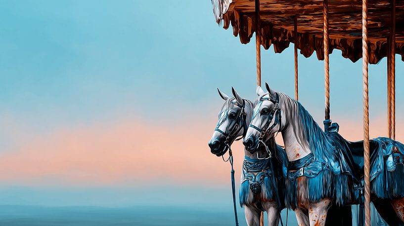 The Two Silver Horses of the Evening Carousel by Karina Brouwer