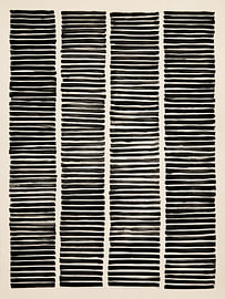 Japandi in Schwarz – Abstrakte Tuschekunst mit geometrischen Linien und Mustern