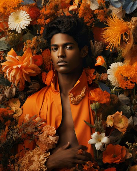 Digitales Kunstporträt: &quot;Ich liebe Orange&quot; von Carla Van Iersel