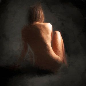 Nackt sitzend