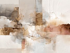 Abstract art in modern beige and gold by Wolkenlos
