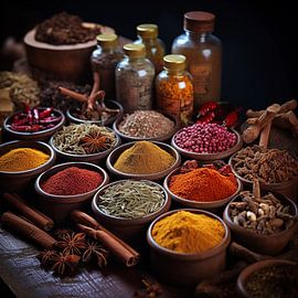 Collection d'herbes et d'épices sur Cafe Noir